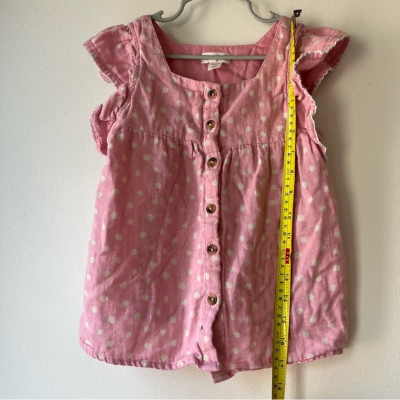 🌼 5/$25 Cat & Jack Girls Pink Polka Dot Button Down Top Flutter Sleeve 6/6X - Picture 7 of 10